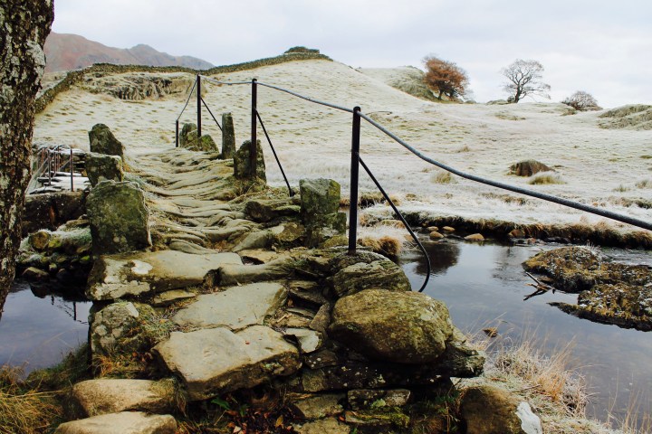 Stone bridge over stream in Lake District, Cumbria