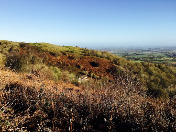 Pink Cottage, nestled into the eastern slopes of the Malvern Hills.