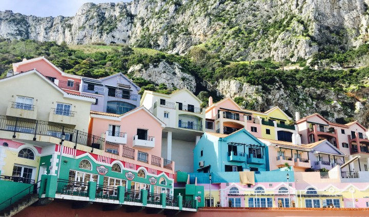 Colourful houses line the shores of Catalan Bay in Gibraltar.