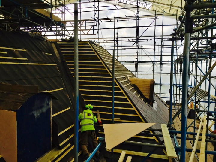 Roof restoration project at National Trust property, Tredegar House, in Wales.