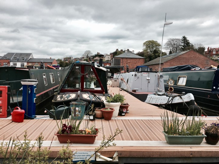 Canal boats docked in Diglis Marina, Worcester, Worcestershire, England.