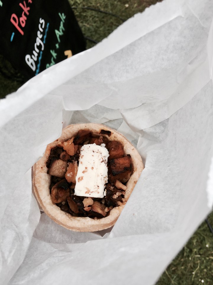 Open top Moroccan lamb pie in paper bag