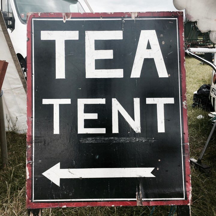 Tea tent sign at Asparafest, Evesham, Worcestershire.