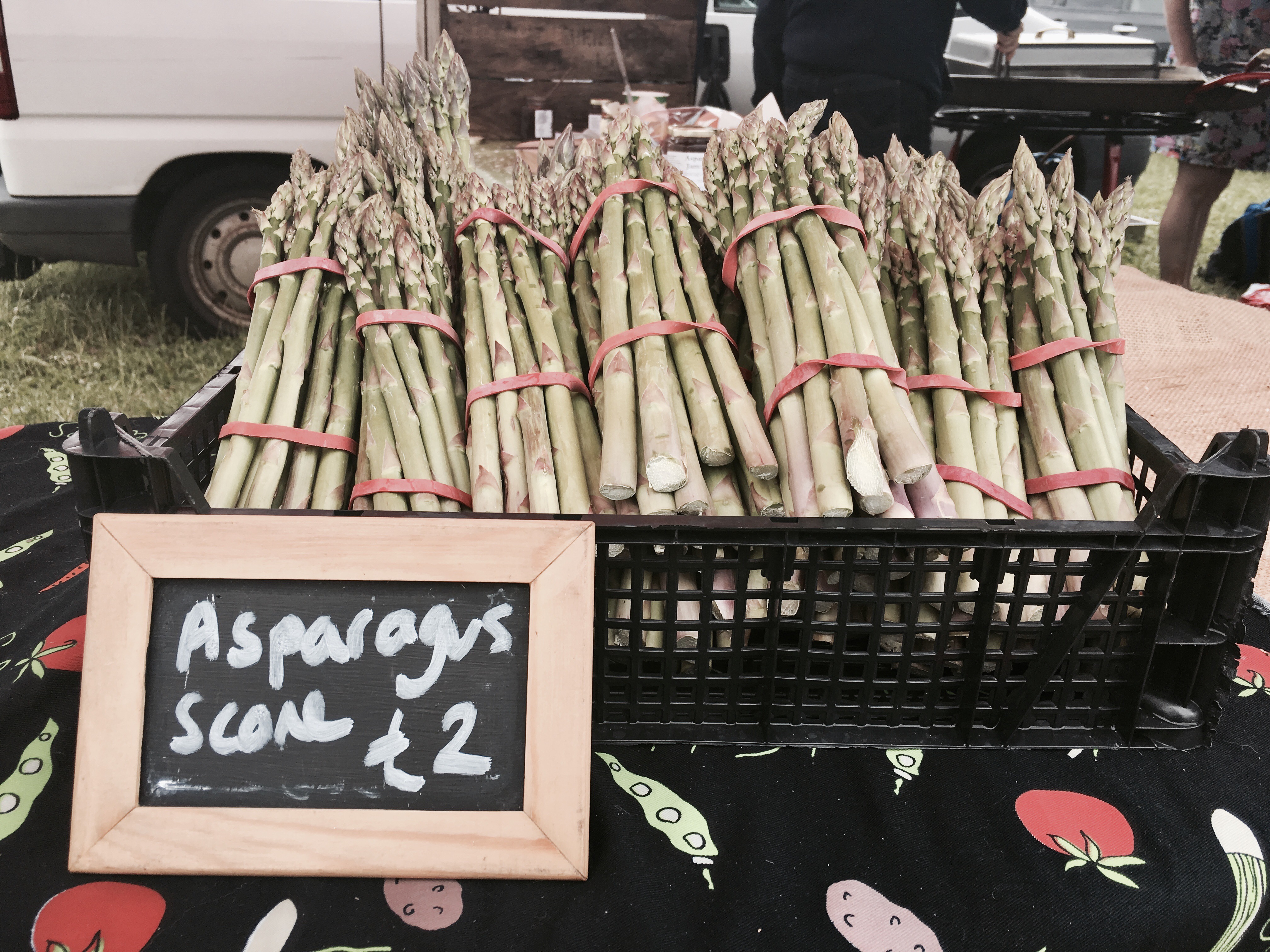 Asparagus for sale at Asparafest, Evesham, Worcestershire.