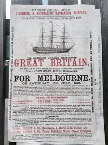 Historic advertisement for SS Great Britain at Bristol Harbour.