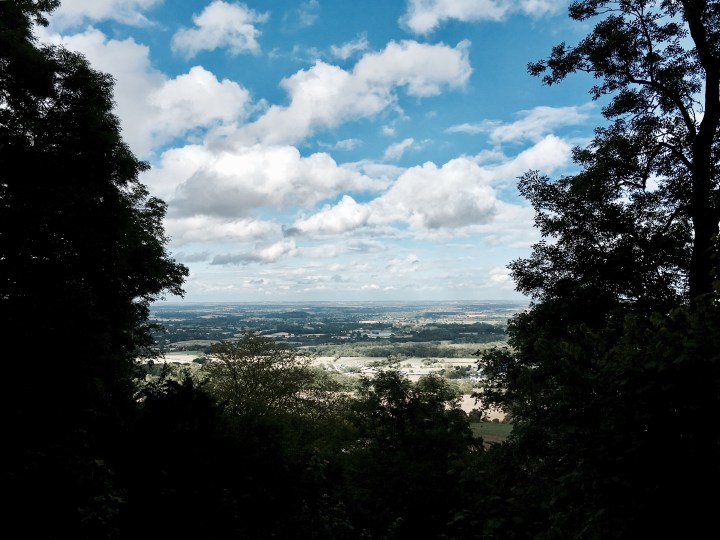 View from the Malvern Hills over the Severn Valley, Worcestershire, England.