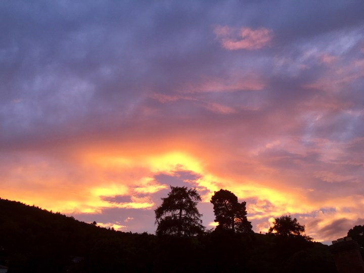 Sunset over the Malvern Hills, Worcestershire, England.