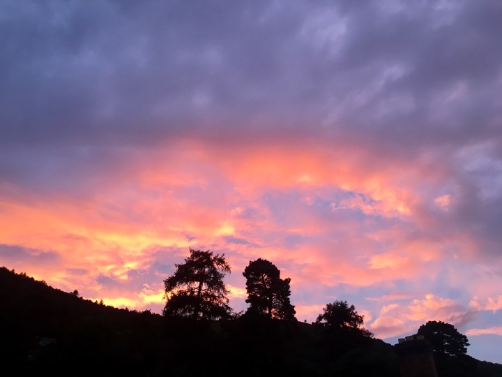 Sunset over the Malvern Hills, Worcestershire, England.