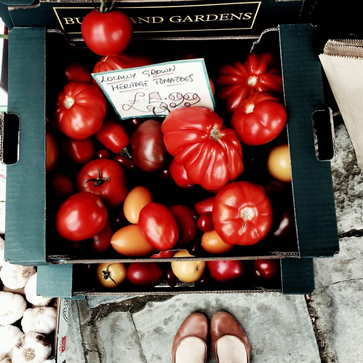 Market stall at Broadway Deli in Broadway, Worcestershire, England.
