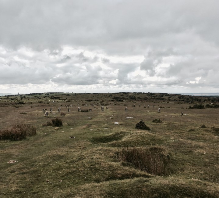 The Hurlers stone circle, Bodmin Moor, Cornwall, England.