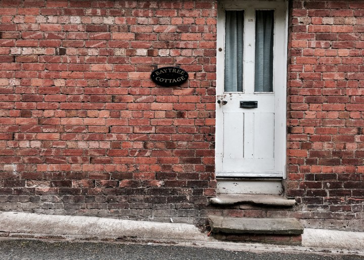 Brick cottage on Holywell Road, Malvern, Worcestershire, England.