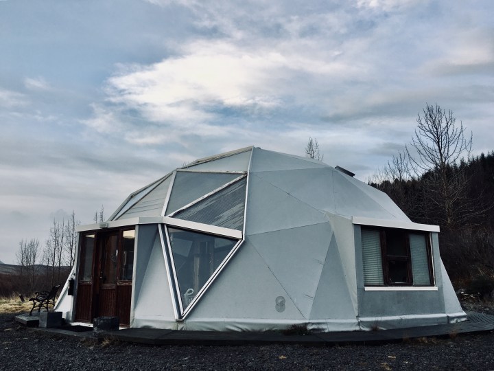 Geodesic dome cabin near Húnavatnshreppur, Iceland.