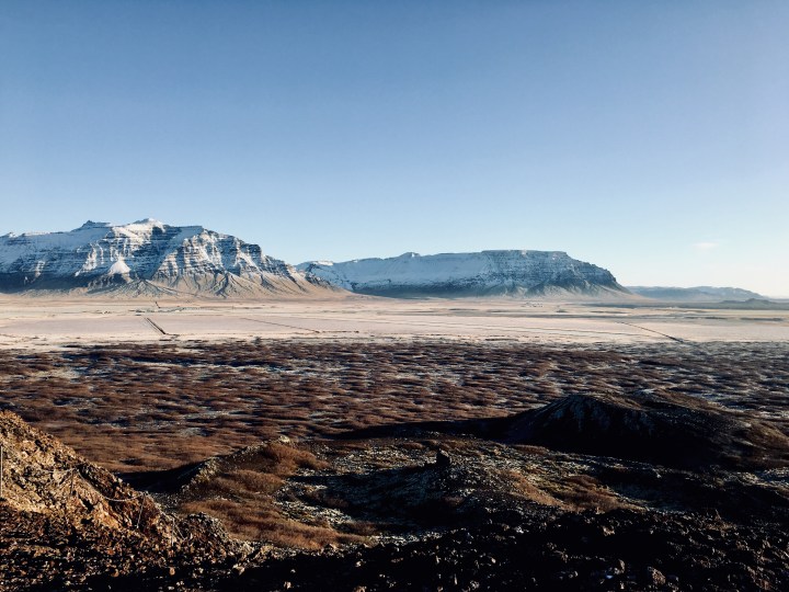 View from the Eldborg Crater on the Snæfellsnes Peninsula, Iceland.