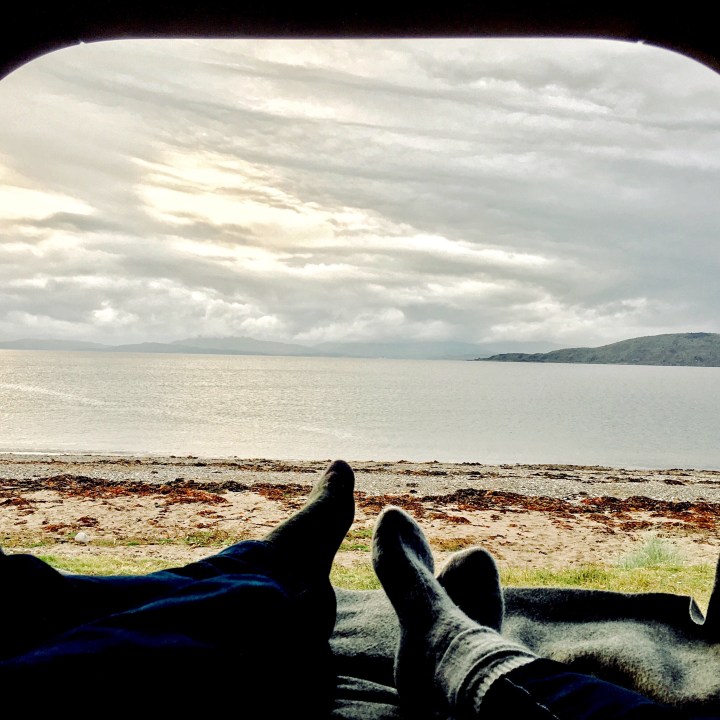 Camping out on the shores of Ardmucknish Bay, Scotland.