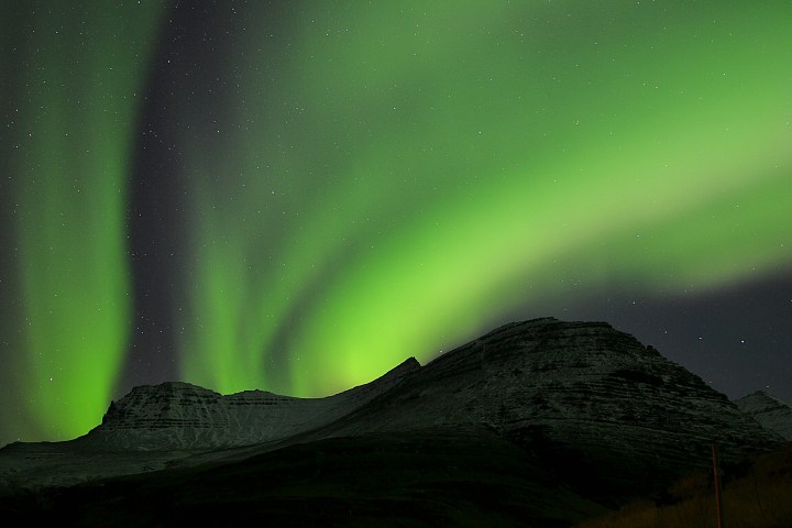 The northern lights on the Snæfellsnes Peninsula, Iceland.