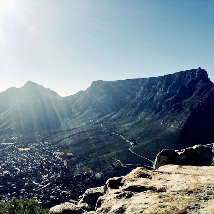 Looking towards Table Mountain from Lion's Head, near Cape Town, South Africa.