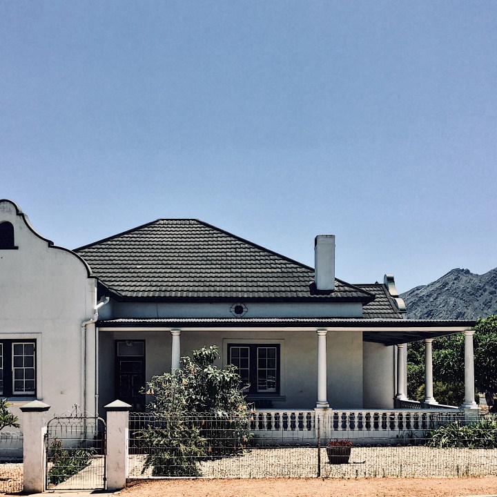 Cape Dutch style house, Franschhoek, Western Cape, South Africa.