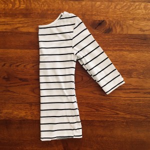 Black and white strip t-3/4 length t-shirt.