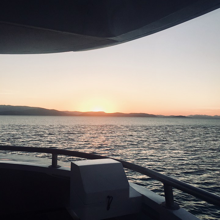 Sunset from the deck of a boat.