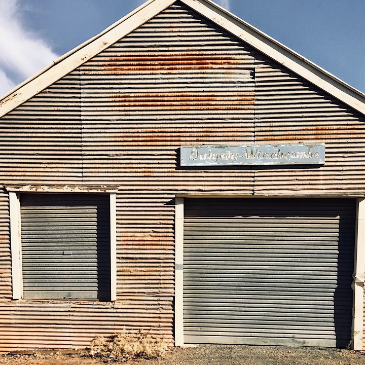 Old corrugated iron shed in a laneway in Temora, New South Wales, Australia.
