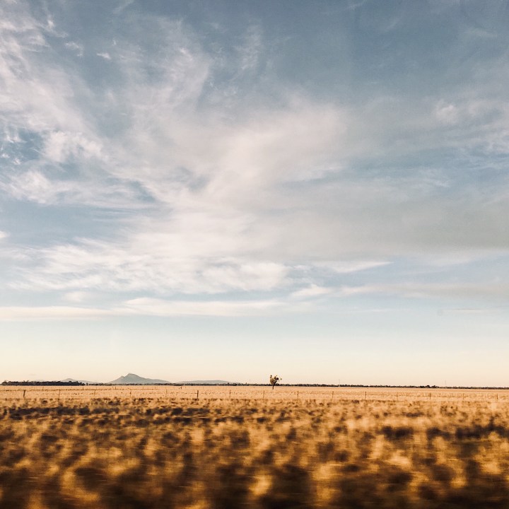 The Rock on the horizon in south-western New South Wales, Australia.