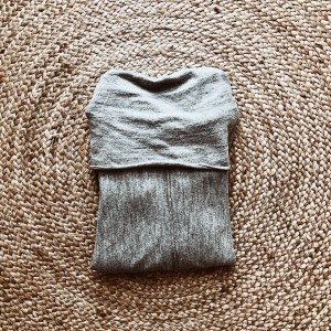 Wayne Cooper cowl neck merino jumper in light grey.