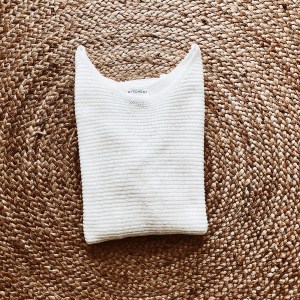 Witchery three-quarter length boat neck white knit.
