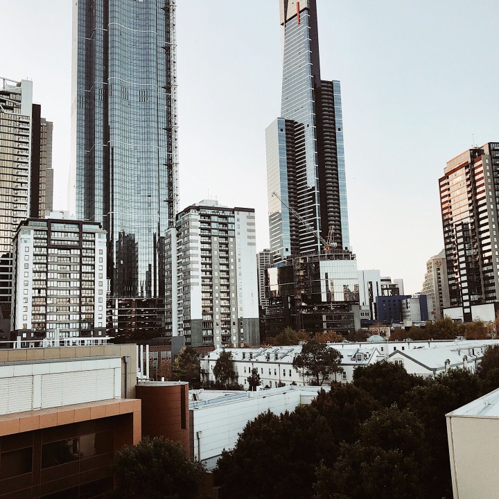 The city skyline around Southbank, Victoria, Australia.