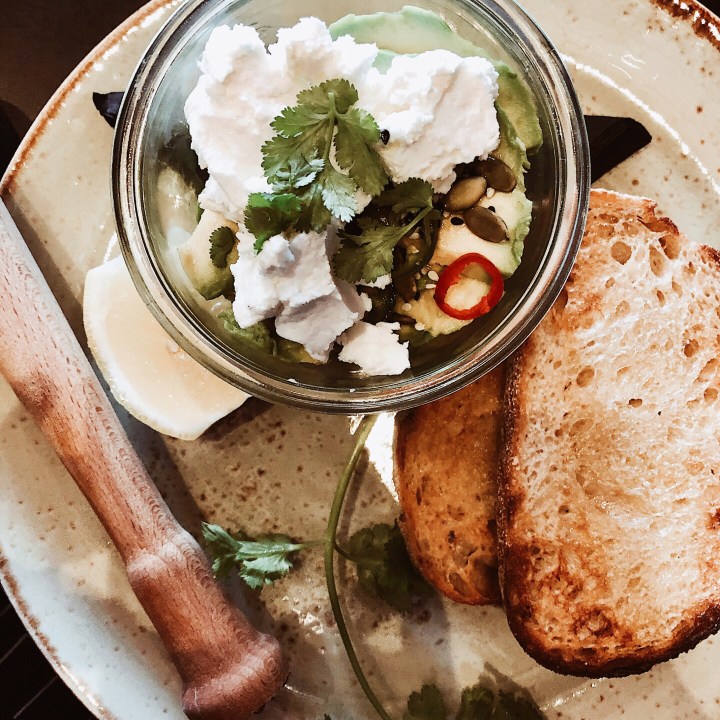 Avocado toast at Simply Spanish, Melbourne, Victoria, Australia.