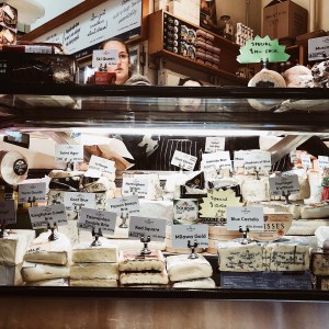A cheese counter at the Queen Victoria Market in Melbourne, Victoria, Australia.