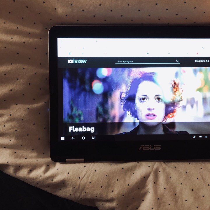 Laptop showing television show Fleabag.