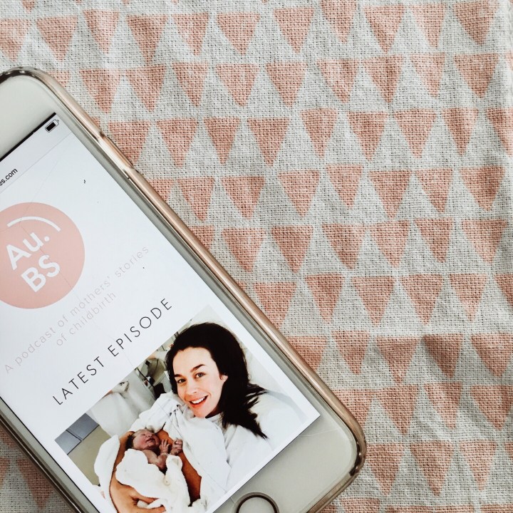 Australian Birth Stories podcast website on phone.