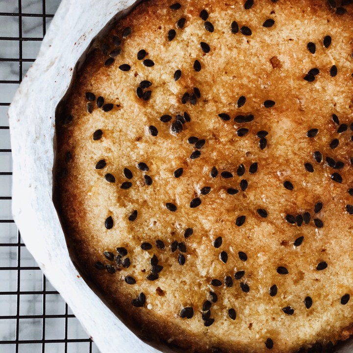 Passionfruit polenta cake.