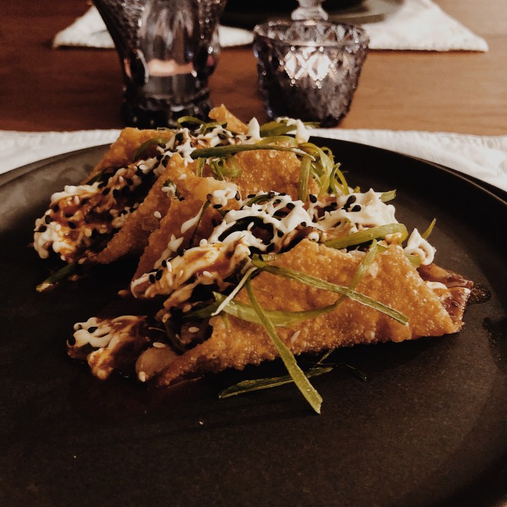 Roast duck tacos from The Roundabout restaurant in Wagga Wagga, New South Wales, Australia.
