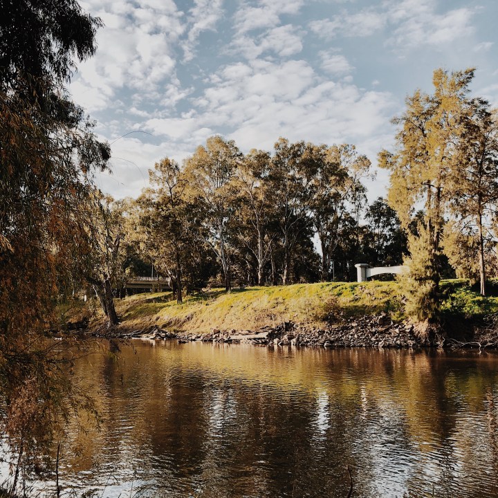 The Murrumbidgee River at Wagga Wagga, New South Wales, Australia.