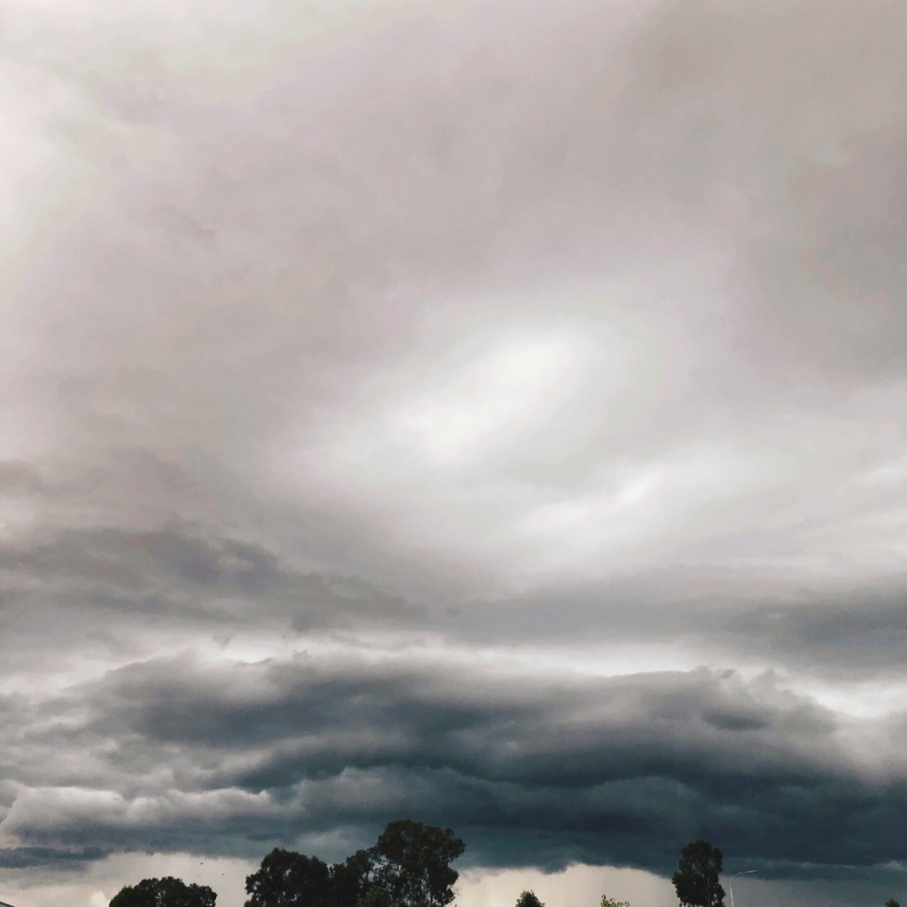 Stormy summer skies over Wagga Wagga, New South Wales, Australia.